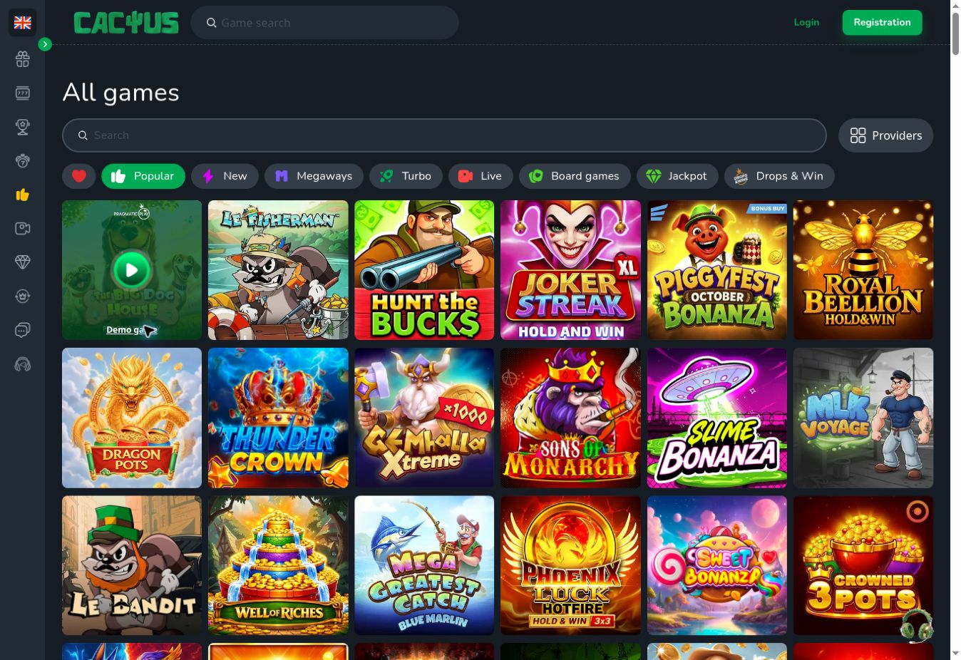 Cactus Casino - Beliebte Spiele