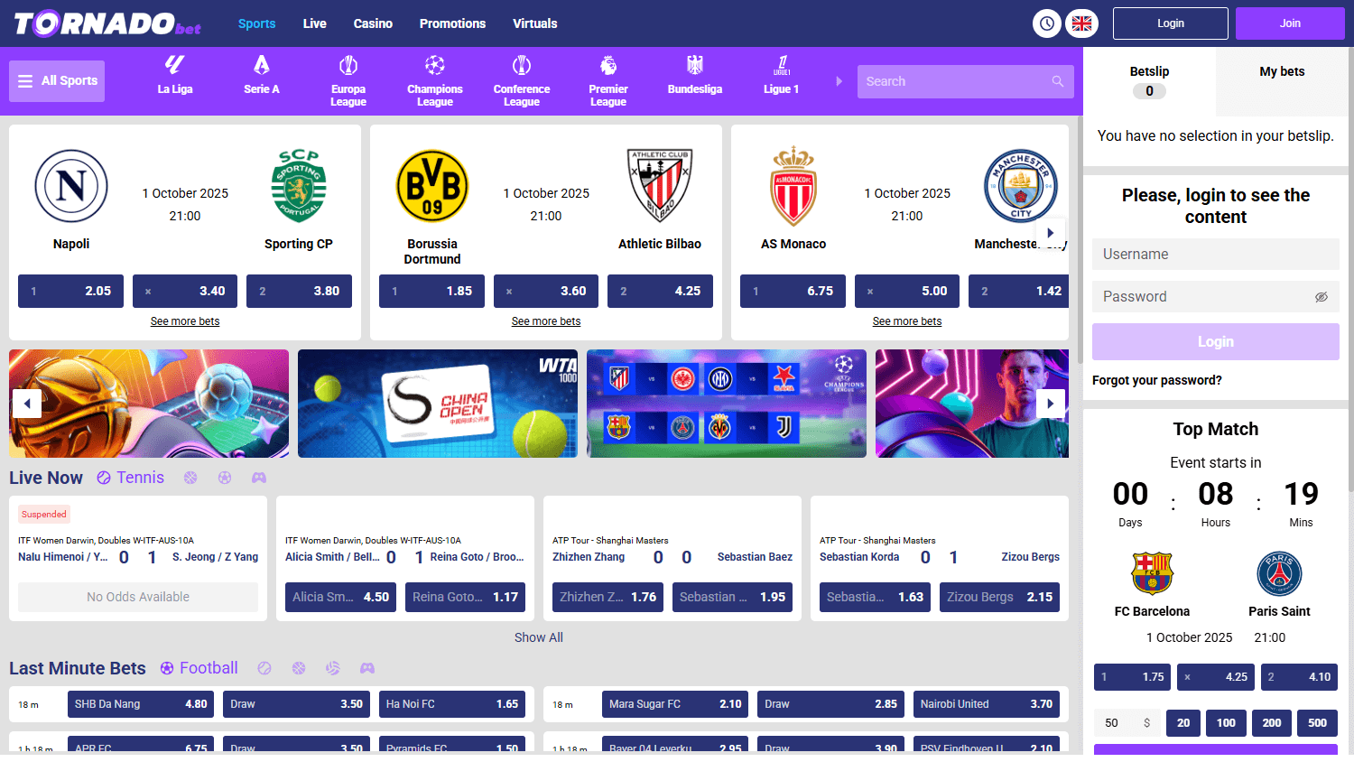 TornadoBet – Sportwetten – Archivaufnahme